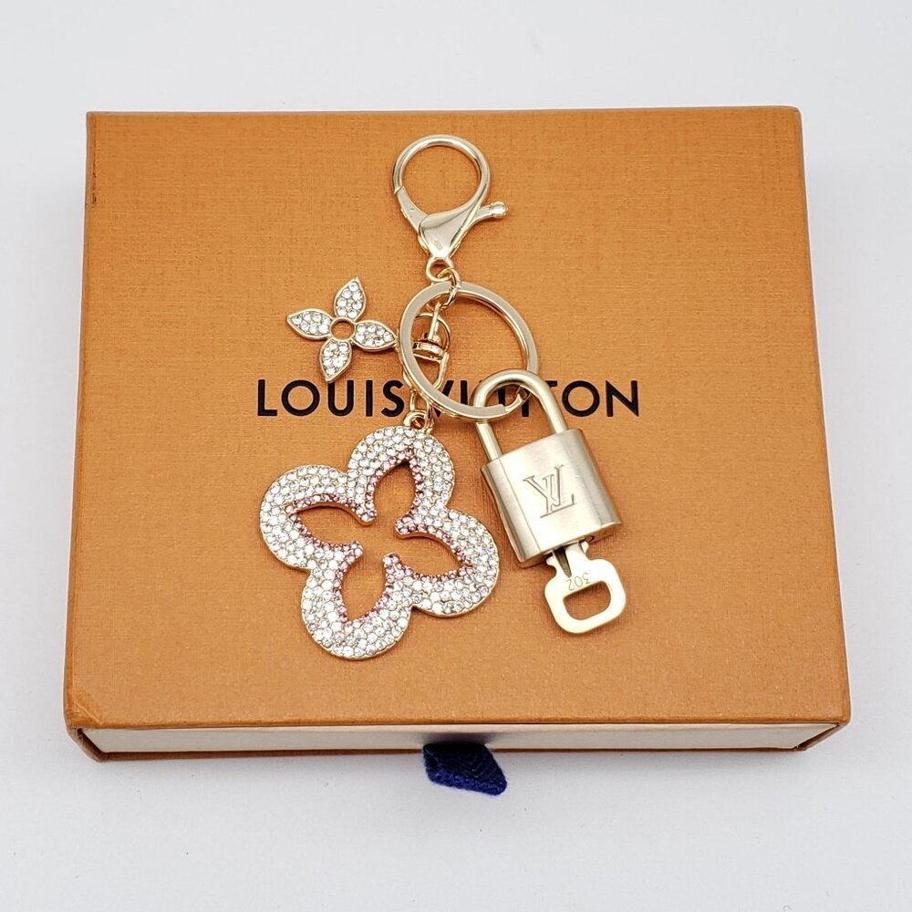 Authentic Louis Vuitton Gold Lock & Box w/ Unbranded Clover Bagcharm